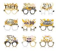 Konsait 30th Birthday Glasses, 18pcs 30th Themed Paper Squares, Handout Favors for Party Decor, Cheers to 30, Hello Thirty, Durable Cardstock
