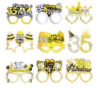 Konsait 35th Birthday Glasses - 18 Pack 35 Birthday Paper Glasses Gifts Decorations Accessories & Photo Props for Women Men