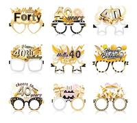 Konsait 40th Birthday Glasses, 18 Pack 40th Birthday Party Supplies, Hello Forty Cheers to 40 Years, Gold Retro Stylized Party Glasses for Men & Women