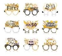 Konsait 50th Birthday Glasses, 18 Pack, Square Paper, 50th Color, Party Favors & Props, Memorable Cheers to 50 Years
