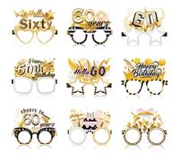 Konsait 60th Birthday Glasses, 18 Pack 60th Birthday Paper Glasses for Man Women, 60th Birthday Photo Props Party Supplies, Hello Sixty Cheers to 60 Years 60th Birthday Party Favors