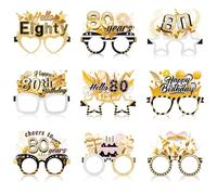 Konsait 80th Birthday Glasses - 18 Pack Photo Props for Man & Woman, Hello Eighty Cheers to 80 Years Party Favors