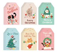 Konsait Cat Christmas Gift Tags, 60 Pack Cute Christmas Cat Tags | Xmas Tags with String, Holiday Purr-fect Gift Wrapping Accessories, Labels & DIY Crafts