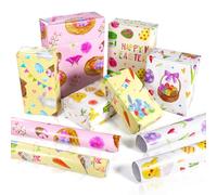 Konsait Easter Wrapping Paper Fold Flat Large Sheet Easter Day Gift Wrapping Paper Eggs Bunny Chicks for Spring Easter Party 6 Different Designs 27 x 20 inches - 12 Sheets