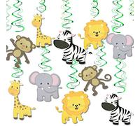 Konsait Jungle Animals Swirl Decorations - 30 Pack Hanging Swirl Animals Party Supplies Jungle Theme Birthday Party Decorations