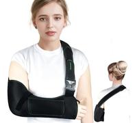 KONSEDIK Arm Shoulder Sling,Breathable Medical Sling with Shoulder Pad,support for Women and Men Rotator Cuff Injury,Left or Right Arm,Elbow,Clavicle Fracture Post-Surgery(Black,Large)