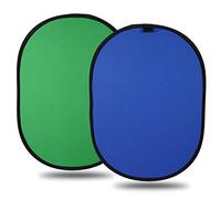 Konseen Chromakey Green Screen Pop Up Background Portable Backdrop 150x200cm/ 4.9x6.6FT Collapsible Blue Green 2 in 1 for YouTube, Video Editing, Filming,100% Cotton Muslin Fabric