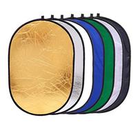 Konseen Photography Lighting Reflector 36 x 47 inch Collapsible 7 in 1 Oval Diffuser with Carrying Bag for Photo Shooting Portrait Studio Multi Disc Translucent, White, Silver, Black, Gold,Blue,Green