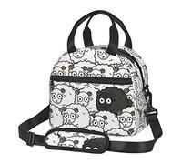 Konsev Cartoon Black White Sheep Lunch Bag for Women & Men Adjustable Shoulder Strap,Leak Proof,Tote Bag for Office Work,Picnic
