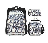 KoNsev Cute Baby Penguins Sketch 3pcs Backpacks 16" Preschool School Bookbag and Lunch Box for Elementary Toddler