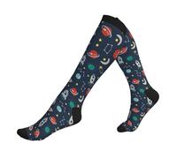 Konsev Rocket Clipart Space Ship Compression Socks Men Women, Compression Stocking Nurse Socks For Edema Travel Pregnancy