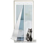 Konsilsa Mesh Screen Doors, Full Frame Hook & Loop Magnetic Screen Door with Magnets Hands Free Screens Curtain Doors Fiberglass Heavy Duty Mesh Net (Color : B, Size : 80x190cm(31x75inch))