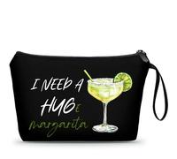 KONSOM Birthday Funny Gifts Small Makeup Cosmetic Bag for Women Friend Female Coworker Teacher Nurse Christmas, Margarita-Black