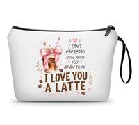 KONSOM Coffee Cafe Latte Makeup Cosmetic Bag, Birthday Gift for Women Female