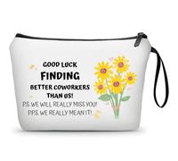 KONSOM Coworker Leaving Going Away Birthday Funny Office Appreciation Thank You Farewell Goodbye Gifts Small Makeup Cosmetic Bag for Women Female Co Worker Teacher Nurse Christmas