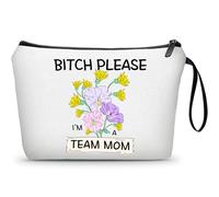 KONSOM Team Mom Appreciation Thank You Funny Birthday Gifts Baseball Football Basketball Pickleball Volleyball Soccer Small Makeup Cosmetic Bag for Women Female Coworker Friend Sister Christmas