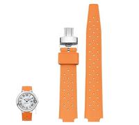 konsoo Convex-Notch Rubber Watch Strap For Cartier Ballon Bleu Black Knight Black Warrior(Oranges2,22-14mm)