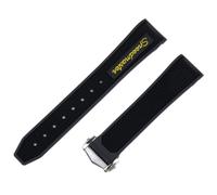 konsoo Fluororubber Watch Strap for Omega Speedmaster Racing Chronograph Gamma 58 Seamaster 600 Dark Side Moon Ball watchband, Yellow, 19-18mm