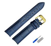 konsoo Genuine Leather Watchband For Tissot Mens Watch Strap, Blue-gold, 21mm