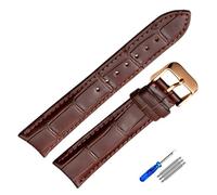 konsoo Genuine Leather Watchband For Tissot Mens Watch Strap, Brown-rosegold, 22 mm
