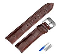 konsoo Genuine Leather Watchband For Tissot Mens Watch Strap, Brown-silver, 22 mm