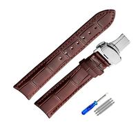 konsoo Genuine Leather Watchband For Tissot Mens Watch Strap, Brown-silver-B, 22 mm