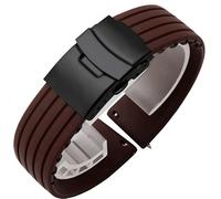 konsoo Natural silicone watch strap for Hamilton Khaki Navy Jazzmaster Field Classic watch band(Brownb,18mm)