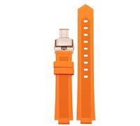 konsoo Rubber Watch Strap For Cartier Ballon Bleu Black Warrior Silicone Strap With Convex Ends, Oranger, 18-11mm