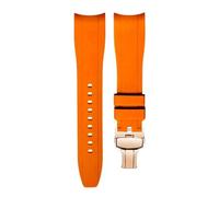 konsoo Silicone Watch Strap For HAMILTON Arc-shaped Interface Pin Buckle Butterfly Buckle Bracelet, Oranger2, 20mm