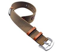 konsoo Watch Bracelet For Rolex Canvas Watchband For Hamilton Replacement Belts Nylon Patch Leather Strap For Omega, Brown-Round Buckle, 20mm