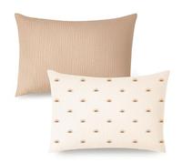 Konssy Muslin Toddler Pillowcase for 13x18 Pillow, 2 Pack Soft & Breathable Cotton Toddler Pillow Case, 100% Cotton Travel Pillow Covers for Baby Kids (Camel,Sun)