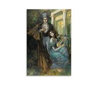 Konstantin Alexeevich Korovin Pushkin And The Muse 1930 Impressionist Wall Art with Gentleman in Top Hat, Lady with Lyre, And Classical Architecture Artworks Canvas Room Aesthetic Wall Art Prints Home
