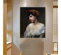 Konstantin Makovsky " Young Woman in a Red Beret " Canvas Painting Aesthetics Artwork Picture Print Poster Home Decoration(50x65cm/No Framed)