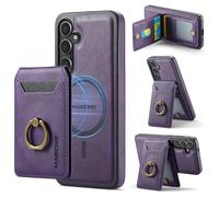 Konstreet for Samsung Galaxy S24 2 in 1 Detachable Card Bag Wallet Case Durable Leather Wallets Magnetic Card Holder 4 Card Slots Ring Stand RFID Blocking Purple