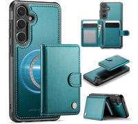 Konstreet for Samsung Galaxy S25 Plus Wallet Case with Card Holder 2-in-1 Detachable Compatible with Magsafe Kickstand RFID Blocking Protective Phone Cover for Women & Men, Green