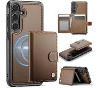Konstreet for Samsung Galaxy S25 Plus Wallet Case with Card Holder 2-in-1 Detachable Compatible with Magsafe Kickstand RFID Blocking Protective Phone Cover for Women & Men, Brown