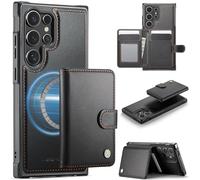 Konstreet for Samsung Galaxy S25 Ultra Ultra Case with 2-in-1 Detachable Magnetic Wallet with 5 Card Slots Compatible with MagSafe and RFlD Blocking Kickstand and Wireless Charging- Black