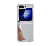 Konstreet for Samsung Galaxy Z Flip 6 Mirror Case, Glossy Hard Silver Plating Cut Women Girls Makeup Mirror Shockproof Camera Full Protection