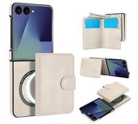 Konstreet for Samsung Galaxy Z Flip 7 Case Wallet with 2 in 1 Detachable Magnetic Purse 4 Card Slots and Cash Slot, Compatible with MagSafe Wireless Charging RFlD Blocking- White