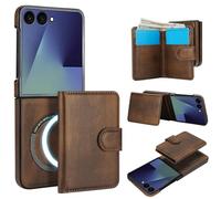 Konstreet for Samsung Galaxy Z Flip 7 Case Wallet with 2 in 1 Detachable Magnetic Purse 4 Card Slots and Cash Slot, Compatible with MagSafe Wireless Charging RFlD Blocking- Brown