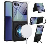 Konstreet for Samsung Galaxy Z Flip 7 Case with Magnetic Phone Holder with Rotating Stand, Built-in Screen Protector Slim Anti-Drop Shockproof Phone Case, Blue