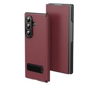 Konstreet for Samsung Galaxy Z Fold 7 Case Maghetic Flip Folding Phone Cover with Kickstandtand Durable Leather Retro Luxury Business Style Full Body Hinge Protective Slim - Burgundy
