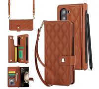 Konstreet for Samsung Galaxy Z Fold 7 Case with Card Holder Crossbody Wrist Strap Leather Flip Case with Magnetic Clasp Cash Slot Heavy Duty Protective Wallet Phone Case for Women, Brown