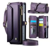Konstreet for Samsung Galaxy Z Fold 7 Wallet Case Durable Leather Cover with Card Holder S Pen Slot Flip Flap Wrist Strap Zipper Closure & RFID Blocking Case for Galaxy Z Fold 7 Purple