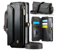 Konstreet for Samsung Galaxy Z Fold 7 Wallet Case Durable Leather Cover with Card Holder S Pen Slot Flip Flap Wrist Strap Zipper Closure & RFID Blocking Case for Galaxy Z Fold 7 Black