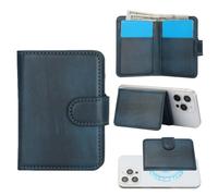 Konstreet for Strong Magnetic PU Leather Wallet - Compatible with MagSafe Any Phone Case and Device with 3 Card Slots and 1 Cash Slot Stand and RFID Blocking, Blue