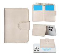 Konstreet for Strong Magnetic PU Leather Wallet - Compatible with MagSafe Any Phone Case and Device with 3 Card Slots and 1 Cash Slot Stand and RFID Blocking, White