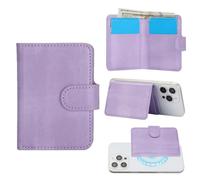 Konstreet for Strong Magnetic PU Leather Wallet - Compatible with MagSafe Any Phone Case and Device with 3 Card Slots and 1 Cash Slot Stand and RFID Blocking, Purple