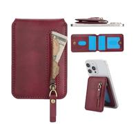 Konstreet for Strong Magnetic PU Leather Zip Wallet Compatible with MagSafe Any Phone Case and Device with 3 Card Slots and 1 Zipper Cash Slot Stand and RFID Blocking, Burgundy