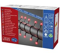 Konstsmide 3695-557 LED Globe Fairy Lights, Round Diodes, 160 Red Diodes, 24 V External Transformer, Black Cable